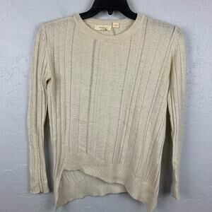 Inhabit Cashmere Sweater Womens Size Small Cream Beige Knit Asymmetrical Hem